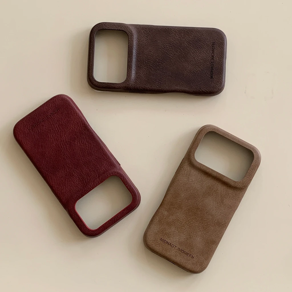 Herbst Winter Advanced Solid Color Leder Buchstabe stoßfeste Schutzhülle für iPhone 17 16 15 14 Pro Max – Detail 3