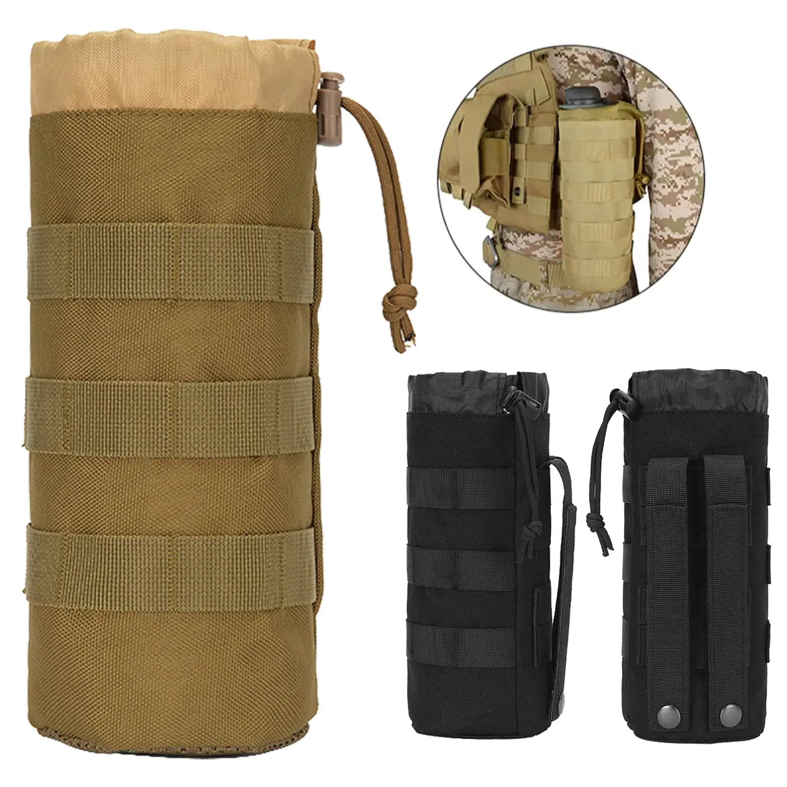 Tactical Mole Bag Reinforced Adjustable Compact Bottle Rack Portable Tactical Water Bottle Bag for Outdoor 2