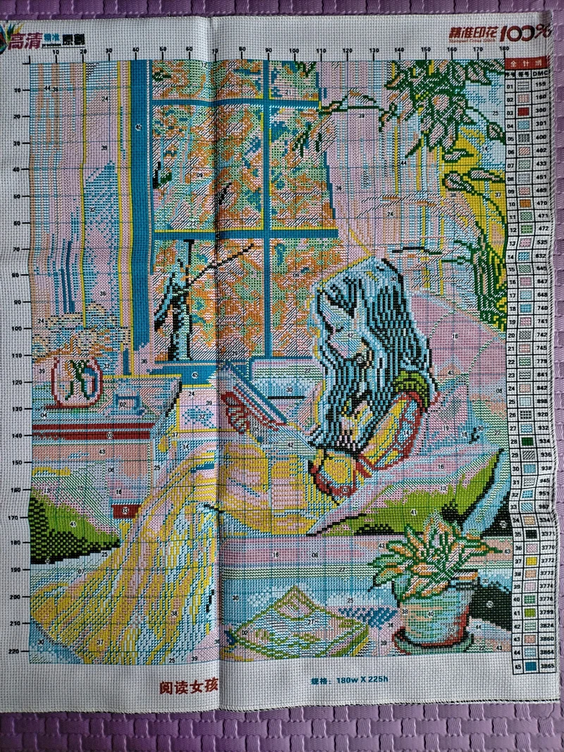 Printed Cross stitch 54*73cm 11CT Needlework DIY Home Decoration Sets For Embroidery kit Full Silk Thread New Cartoon Girl