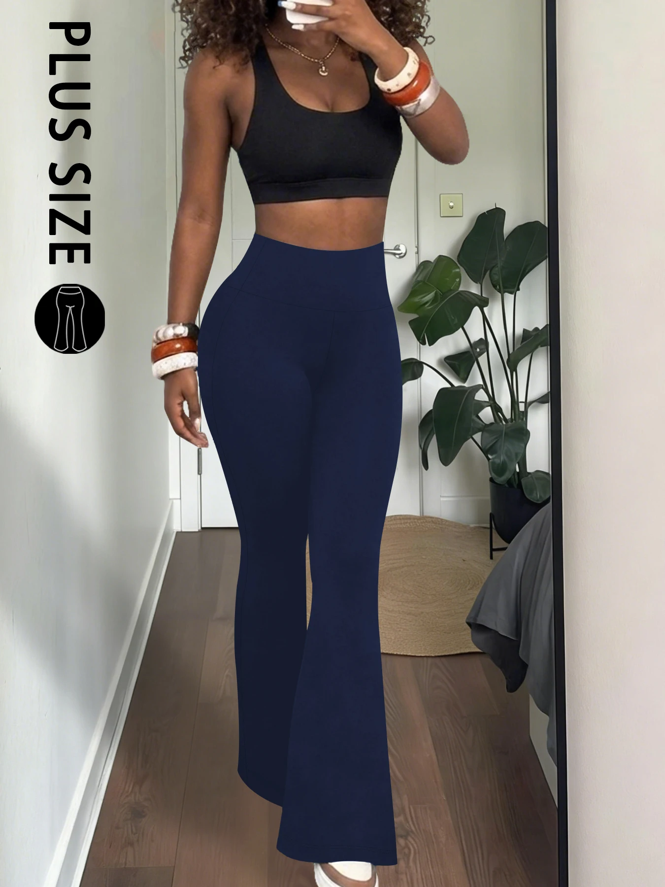 566715-a317e1.jpg Plus Size Women's Super Soft Flare Pants High Waisted Tummy Control Workout Yoga Push Up Gym Fitness Long Leggings Bell Bottoms - Image 1