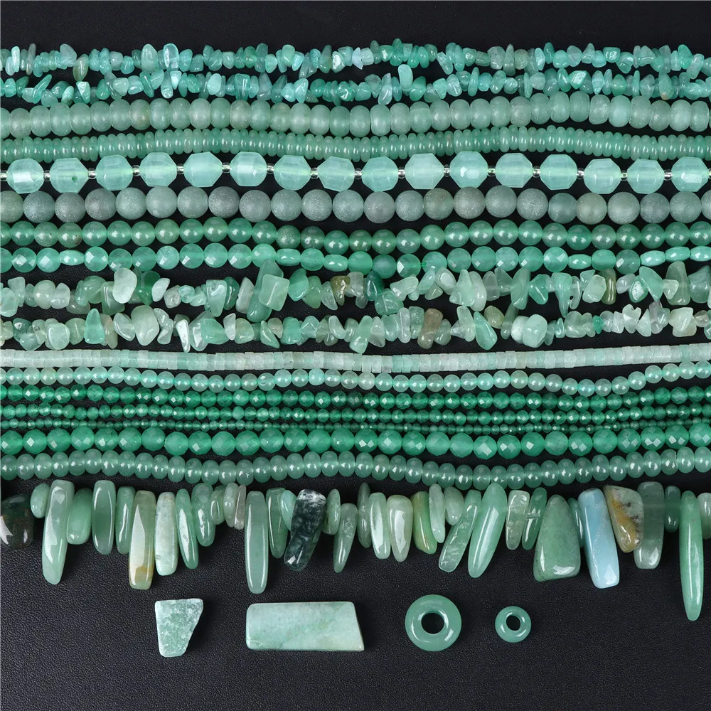 

Natural Stone Bead Various Style Green Aventurine Loose Spacer Beads For Jewelry Making Diy Bracelet Necklace Earrings Accessory