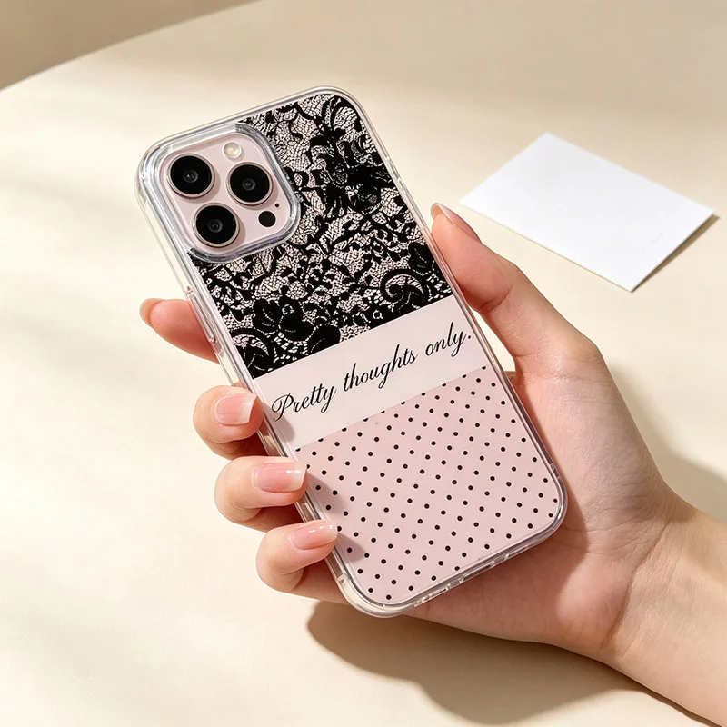 Elegant White Lace Polka Dot Phone Case