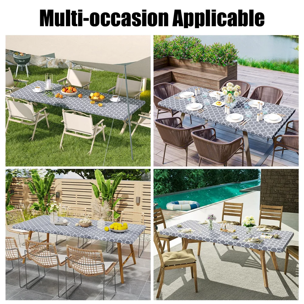 Rectangle Table Cloth Waterproof Elastic Fitted Table Covers For 4 Foot Tables Wipeable Tablecloth Camping Indoor Outdoor rectangular tablecloth table cloth
