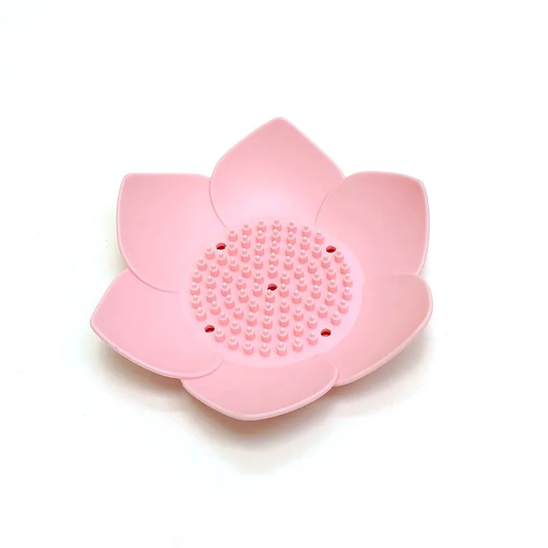 1pcs Bathroom Soap Box Lotus Design Soap Holder Silicone Soap Box Drain Box Bathroom Accessories