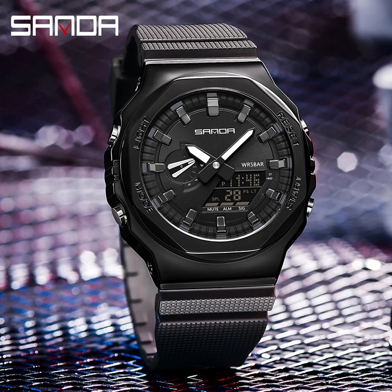 

SANDA Fashion New Men's Sports Watches Military Quartz Man Waterproof G-Style LED Digital Electronics Watch For Men Clock