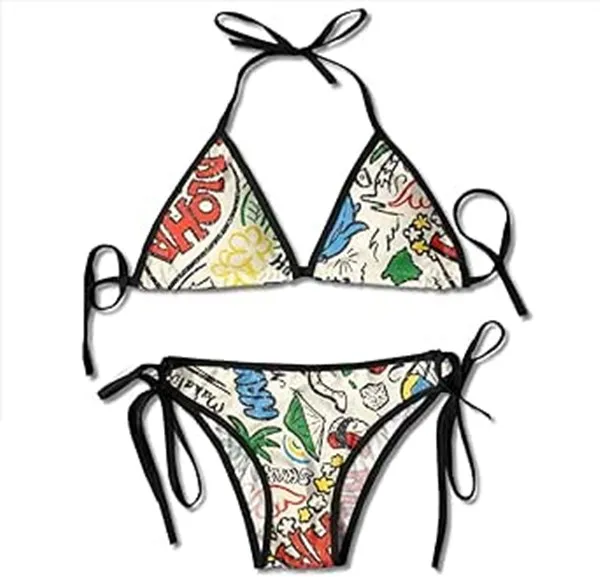 New Fashion 3D Printing Swimsuit Women Sexy Two Pieces Low Waist Halter Bathing Suits Beach Bikini Surprise Gift Sex  Bikini