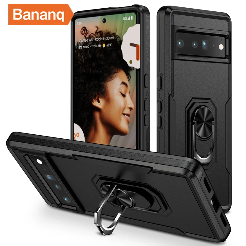 Bananq Shockproof Magnetic Case 8 7 Pro Metal Ring Stand Phone Back Cover For Google Pixel 7A 6A_voghion.com