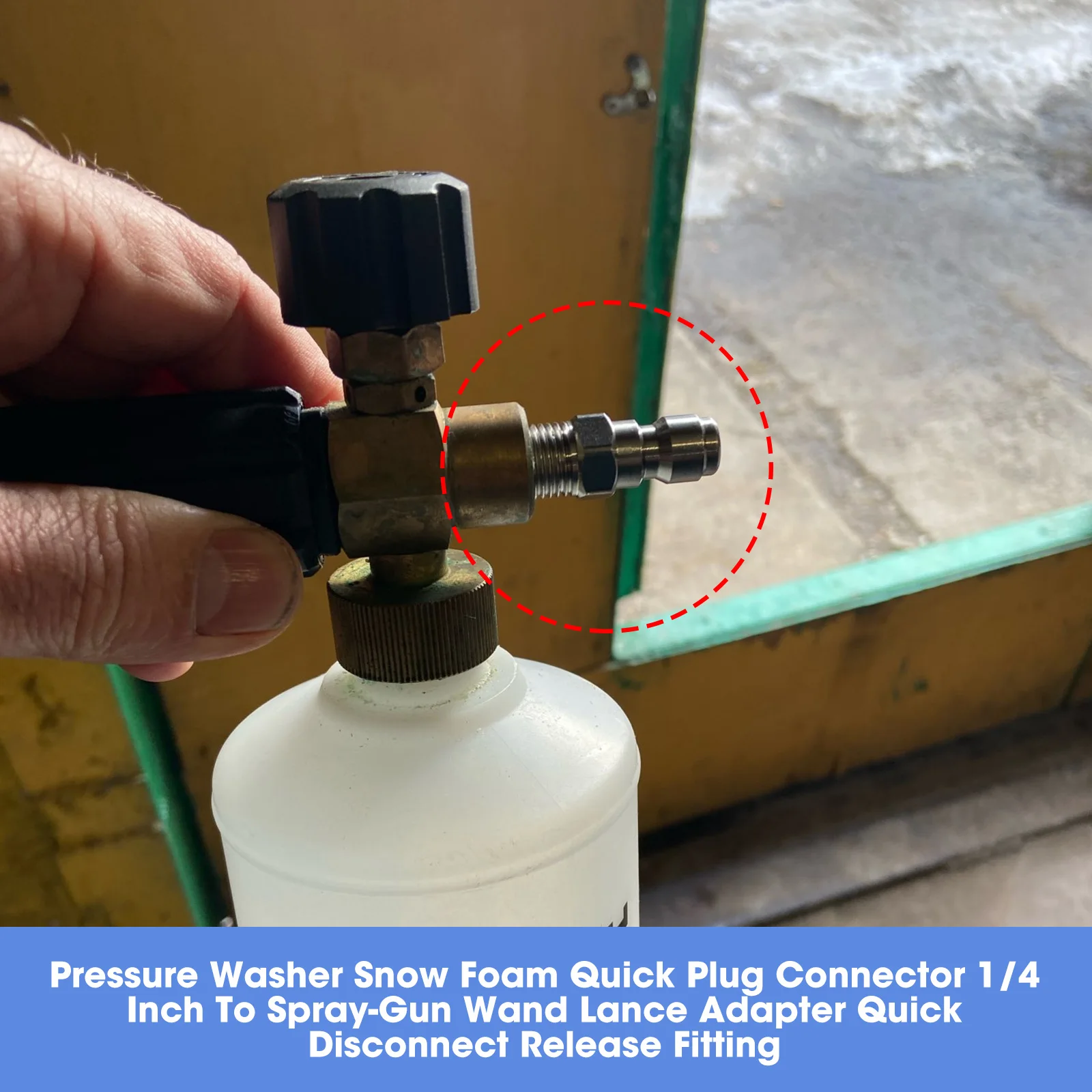 Pressure Washer Snow Foam Quick Plug Connector 1/4 Inch To Spray-Gun Wand Lance Adapter Quick Disconnect Release Fitting