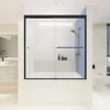 Shower Doors 60" W X 62" H Double Sliding Glass Bathroom Shower Doors for Bathtub, 1/4" Thick Clear Tempered Glass, Matte Black 6