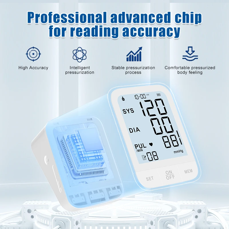 AiQUE Recharge 5Inch Arm Automatic Blood Pressure Monitor LCD BP Sphygmomanometer Pressure Meter Tonometer for Arterial