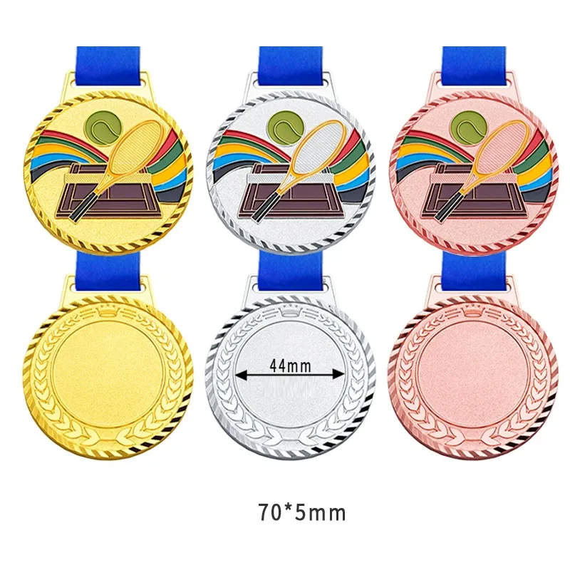 Customization Metal Tennis Baked Paint Medal Sports Meeting Children's School Souvenirs Award Hanging Around the Neck Decor, 1Pc