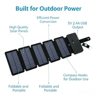 Panneau solaire pliable pour l'extérieur, dispositif d'alimentation USB 5V 2.4A, pack d'alimentation solaire portable pour la randonnée, le trekking, les voyages en voiture, la recharge d'urgence des téléphones portables 1
