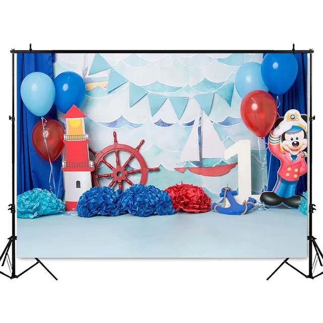 1st Birthday Cake Smash Photography Backdrop Sailboat Sailor