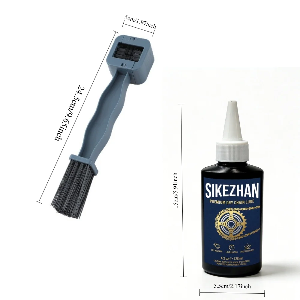 Bicycle Chain Cleaning & Lube Kit - Includes SIKEZHAN Dry Lubricant and 360° Chain Scrubber Tool - Ultimate Bike Care Combo