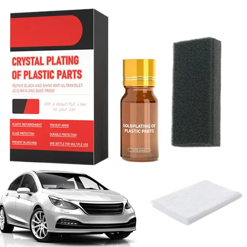 

1 Набор 10 мл/30 мл детали для автомобильного пластика, Кристальное покрытие для инструментных панелей, губка, авто освежитель, агент