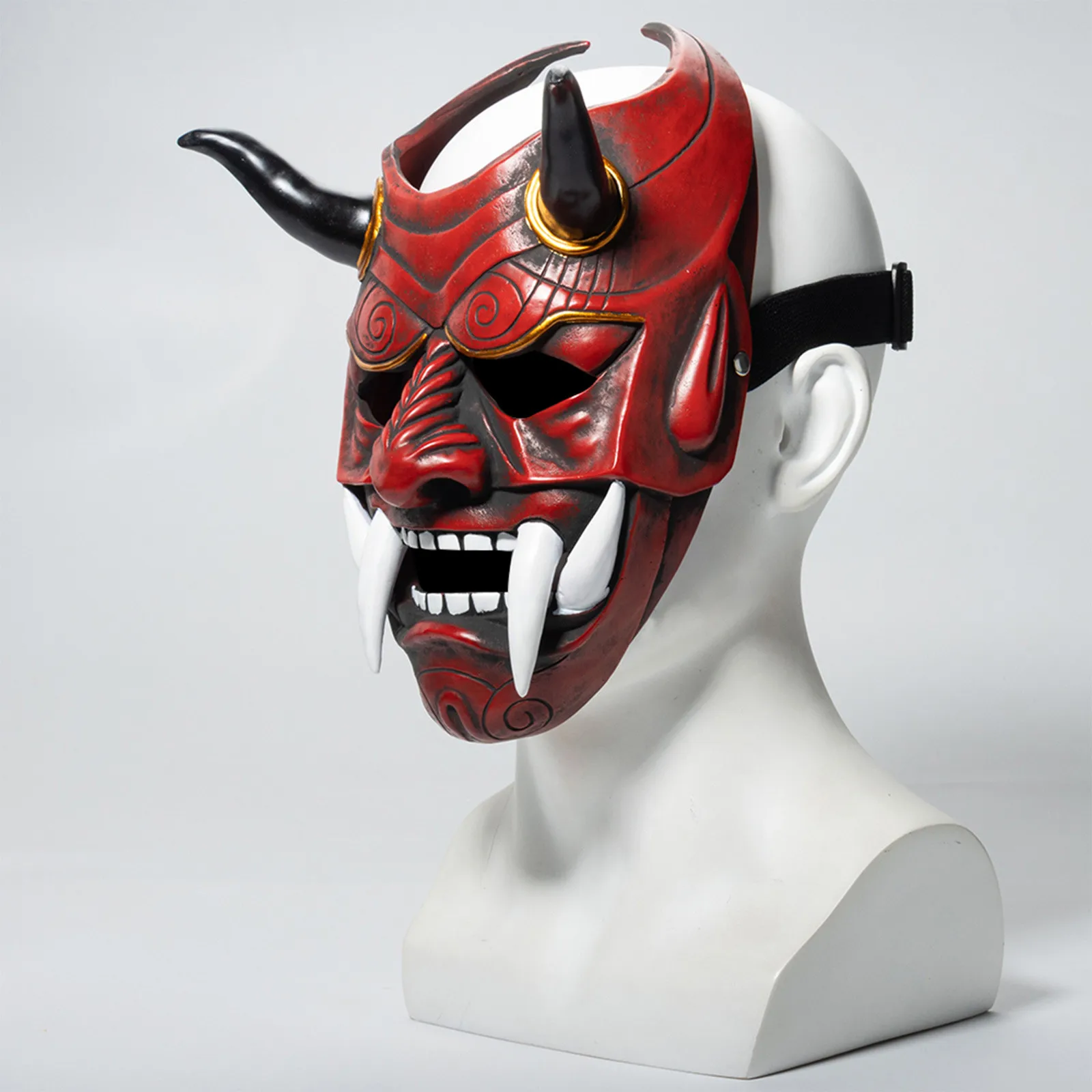 Hannya Dämonenmaske Japanischer Oni Samurai Noh Kabuki Prajna Latexmasken Evil De-mon Mon-ster Vollgesichtsmaske für Männer – Detail 13
