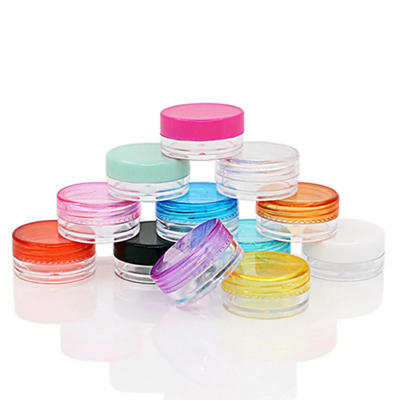 Cosmetic Refillable Bottles Plastic Eyeshadow Makeup Face Cream Jar Pot Container Bottle 10Pcs/Lot 5g Mix Color