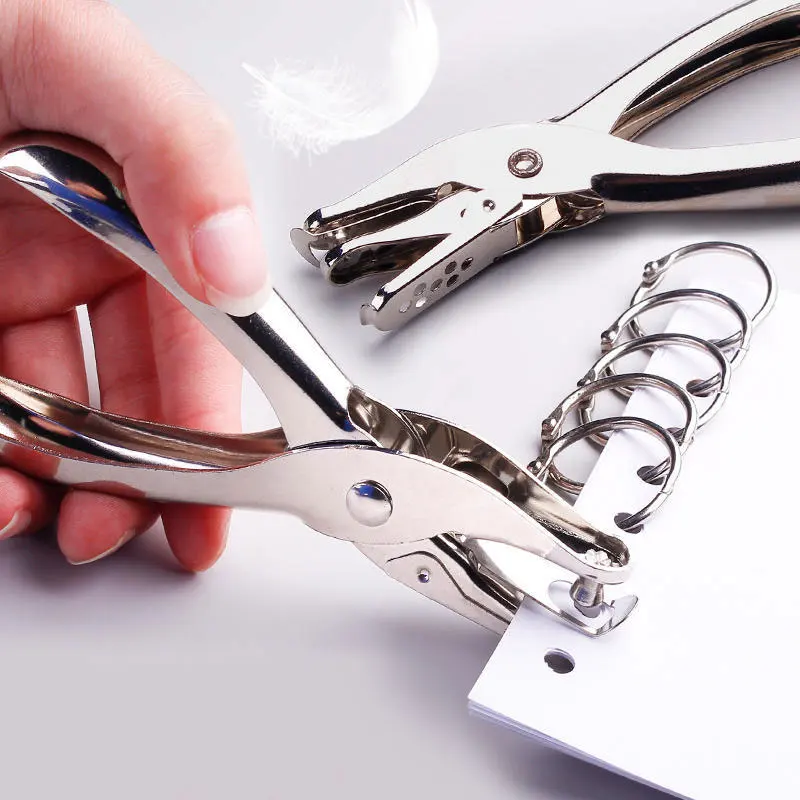 Single Handheld Circle Shaped Hole Puncher Hand Held Metal Office Supplies 6mm Pore Diameter Punch Stationery Single Hole Punch circle hole punch,hole punching tools,paper punch