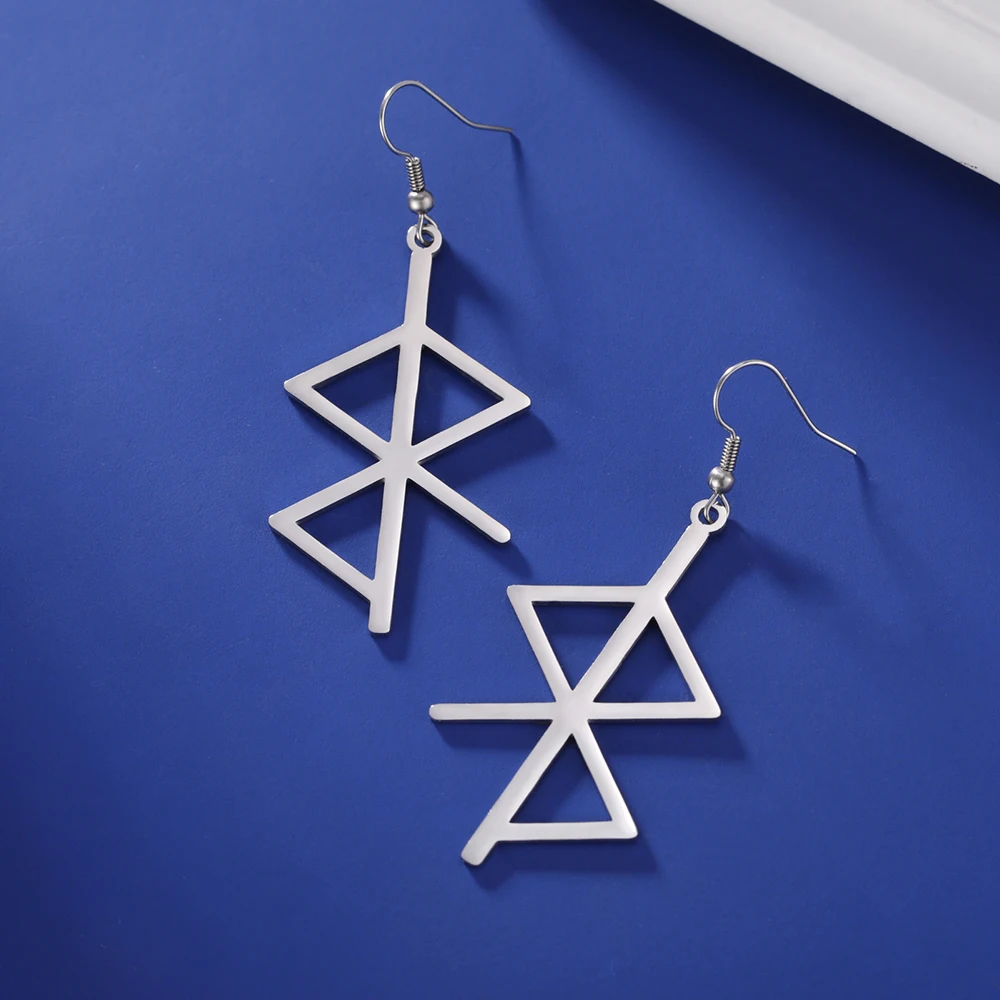Dawapara Futhark Runen Tropfen-Ohrringe Schutz-Liebe-Friedens-Symbol Ohrringe Skandinavisches Amulett Edelstahl-Schmuck – Detail 21