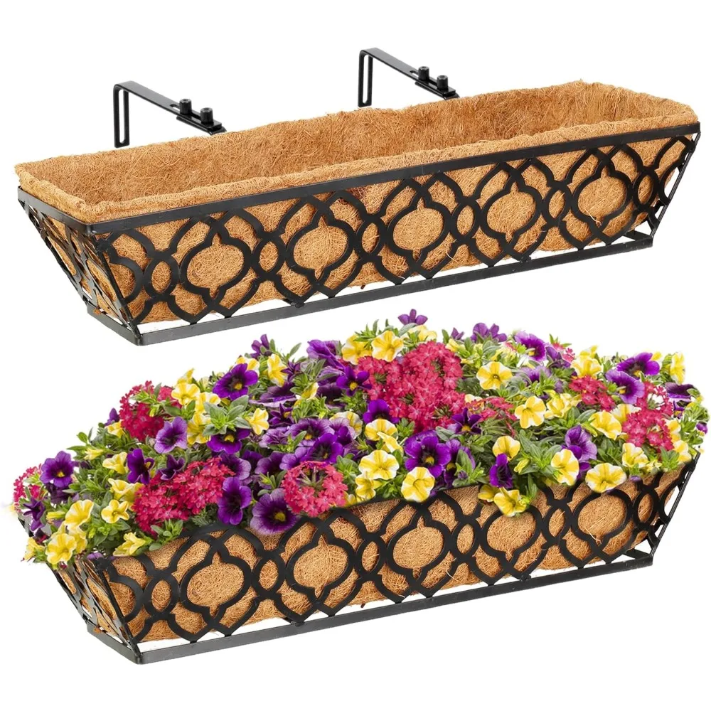 

Y & M 24-дюймовый оконный поднос с кокосовой подкладкой, 2 шт. 24-дюймовый оконный поднос с кокосовой подкладкой, черный металлический подвесной