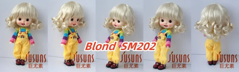 JD164 Kurze Lady Curls Synthetische Mohair BJD Perücken 5-6" 6-7" 7-8" 8-9" 9-10" 10-11" YOSD MSD SD DOD QBaby Blythes Puppenzubehör – Detail 6
