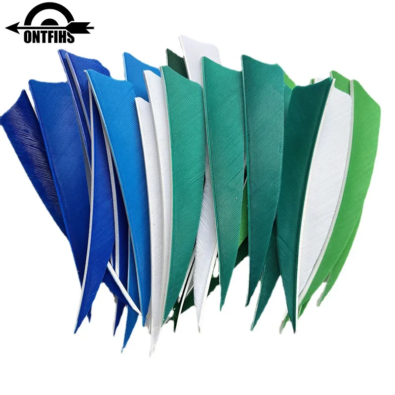 ONTFIHS 50PCS Archery Fletching RW 4" Shield Arrow Feathers with Natural Turkey Feathers 4