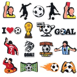 Hot Sales 1Pcs Football Sprot Shoe Charms Pin for Croc Accessories Bubble Slides Sandals Decoration Kids Adult Party Gifts