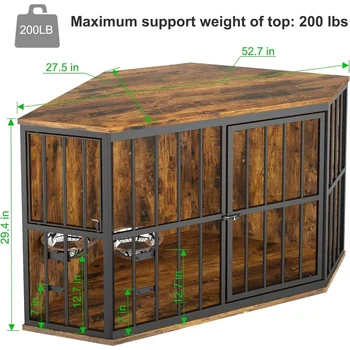 Dog Kennel Corner Wooden End Table With Bowl House for Dogs Pet 53 Inch Furniture Dog Crate Products Home Garden Freight free 4