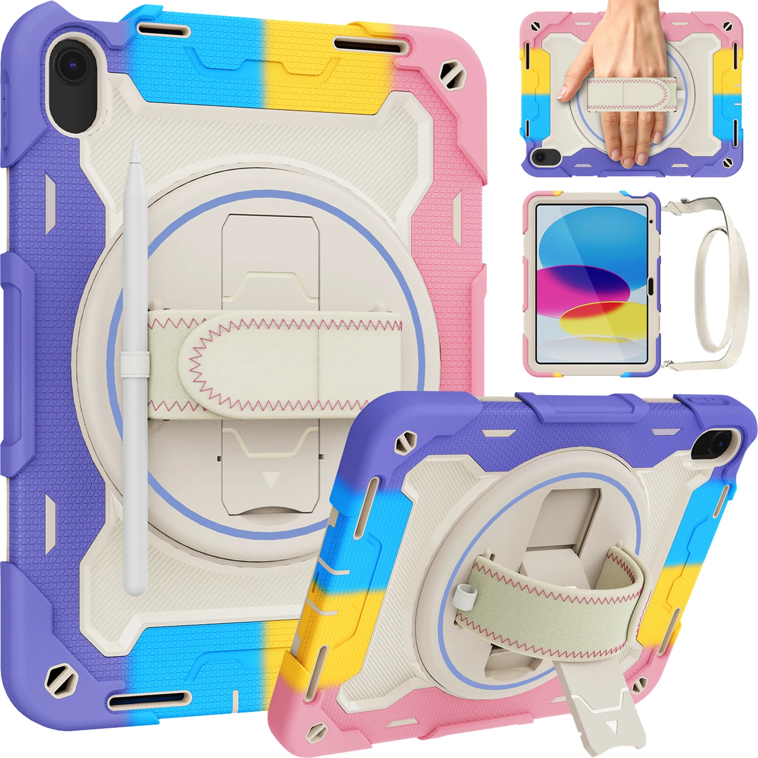 

Kids Case for IPad 10th Generation 2022 10.9 Inch Heavy Duty Shockproof Case for IPad 10 Th Gen Cover with Shoulder Strap