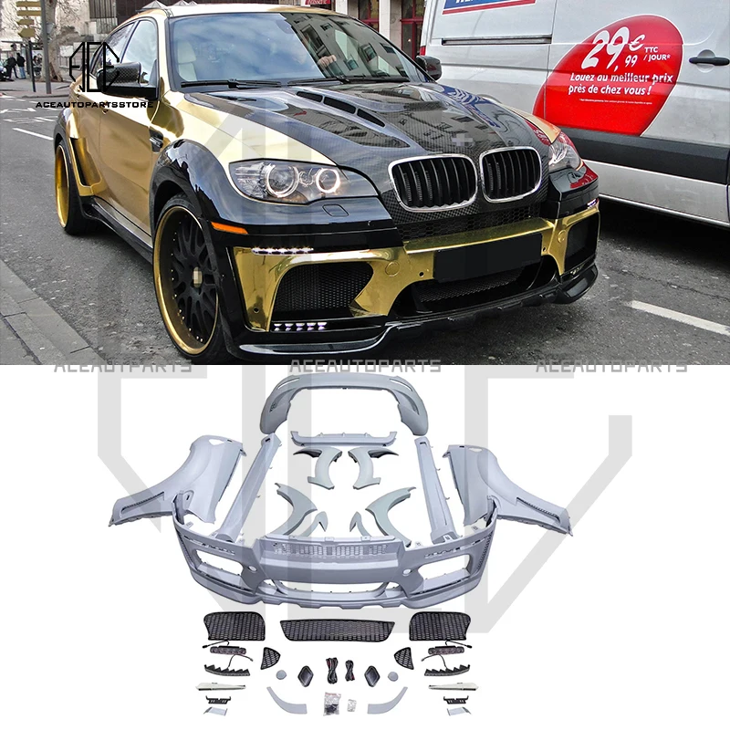

Комплект кузова для BMW X6 E71, комплект кузова для BMW X6 E71 2008-2014, стиль HM, передний бампер, задний диффузор, крыло PP