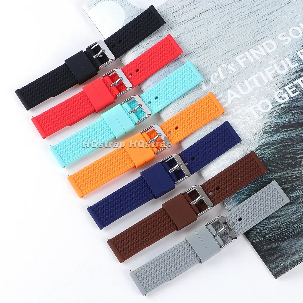 Sporty Waterproof Silicone Watch Strap – Quick Release Rubber Wristband in Multiple Sizes