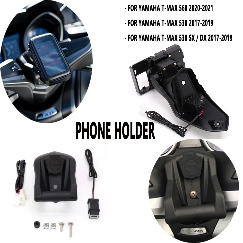 For Yamaha Tmax T-Max 560 / 530 Dx Sx 2017-2021 Motorcycle Phone Navigation Bracket Wireless Usb Charging Port Converter Holder