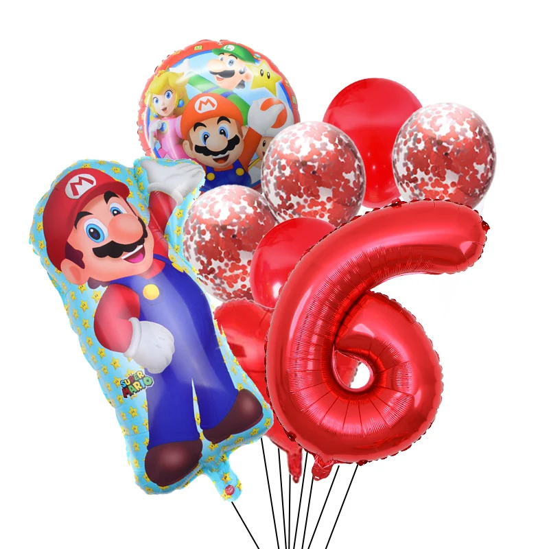 Ensemble de ballons Super Mario Luigi pour enfants, décoration de fête d' anniversaire, accessoires photographiques, 32 , numéro 1, 2, 3, 4, 5, 6,  7, 8, 9, 9 pièces - AliExpress