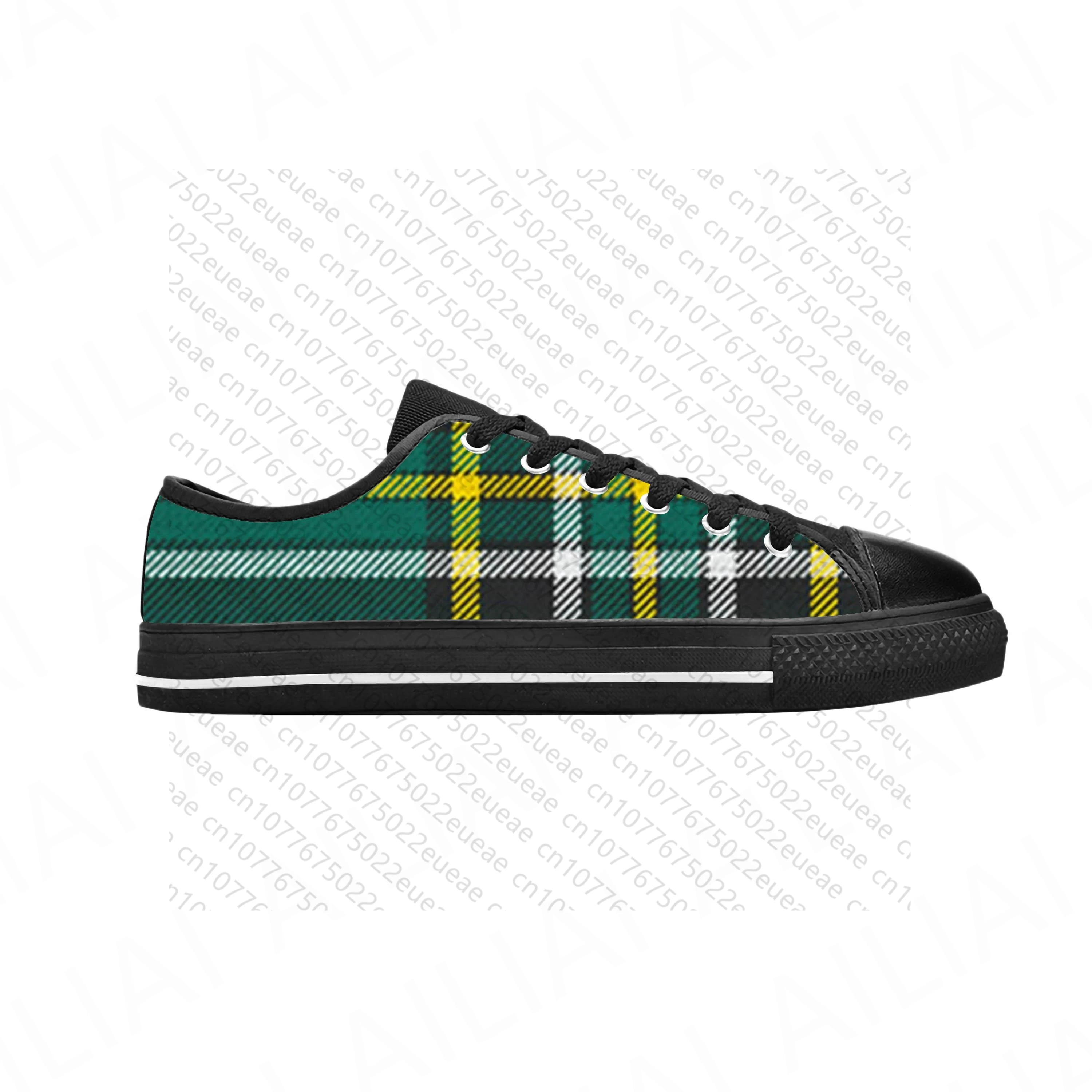 

Irish National Scottish Stewart Clan Tartan Plaid Casual Cloth Shoes Low Top Comfortable Breathable 3D Print Men Women Sneakers