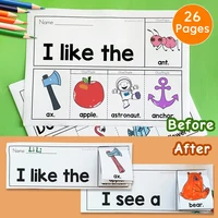 26pages English 26 letter Phonics DIY flip book Early education Material teaching aids learning toys coloring practice worksheet 1