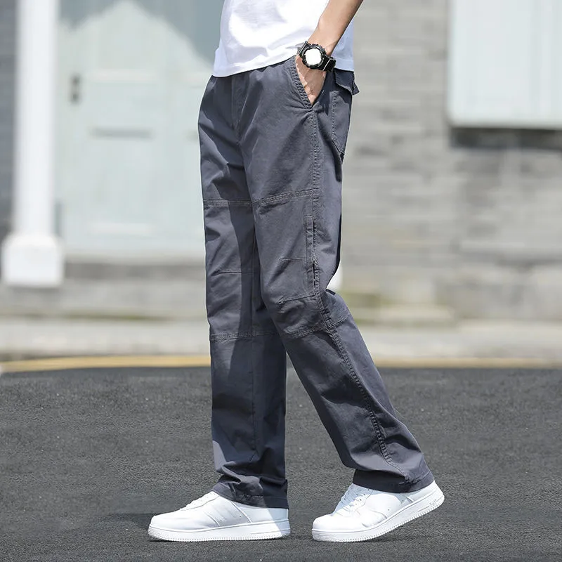 Classic Men's Loose Casual Overalls Pants Fashion Cotton Trousers Six Pocket  Cargo Pants
