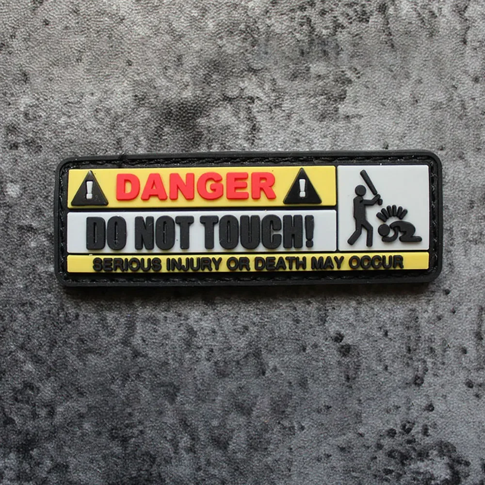 3D PVC Military Patch DO NOT TOUCH WARNING Outdoor Tactical Morale Badge Hook and Loop Patch on Backpack Sticker Applique