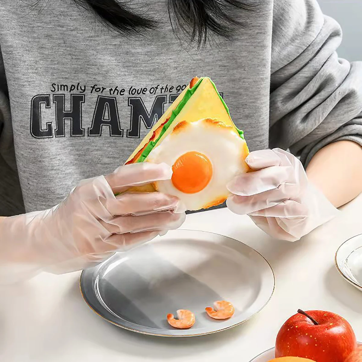 100 PCS TPE Disposable Kitchen Gloves Food Grade Protective Anti Slip And Anti Stick disposable gloves