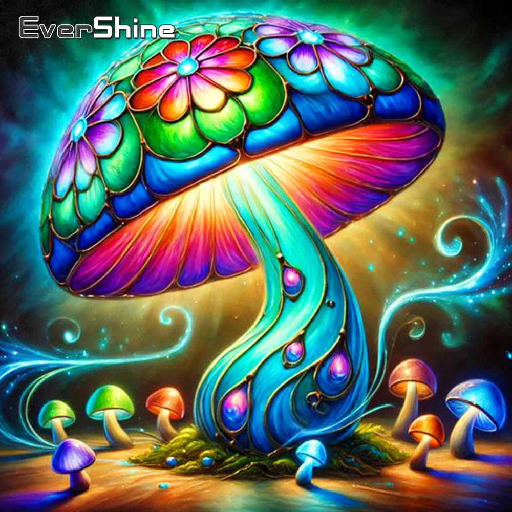 Evershine 5D DIY Diamond Mosaic Mushroom Rhinestones Painting Diamond Embroidery Landscape Drill Home Decor diamond painting,diamond art painting kit,diamond painting set