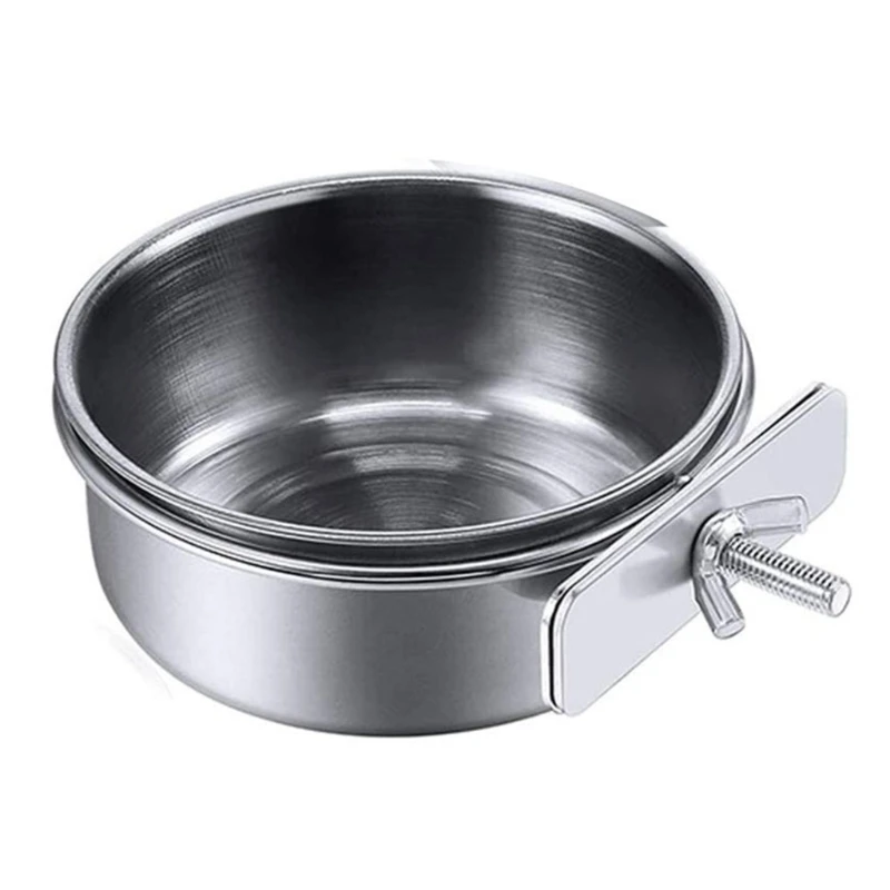 Parrot Feeder Bird Feeder Parrot Feeding Bowl Parrot Feeding Cups Bird Feeder Dish Removable Stainless Steel Food Bowls with Clamp Holder for Cage for Small Animals