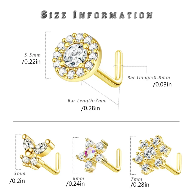 BodyBonita Segmento Piercing Naso Acciaio Chirurgico 316L 16G Piercing Orecchio Piramidali Orecchino Naso Conch Helix Daith Lip Cartilagine Septum Piercings Jewellery Arcobaleno 8 Mm - Foto 8