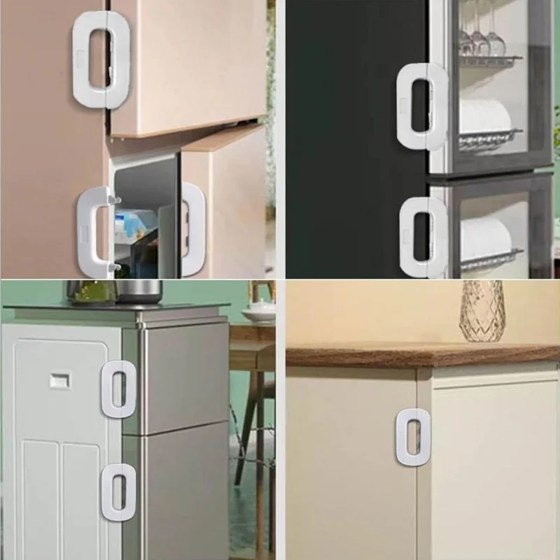 1/2pcs Household Refrigerator Lock Freezer Door Lock Toddler Children's Cabinet Safety Lock Baby Anti-pinching Safety For Baby