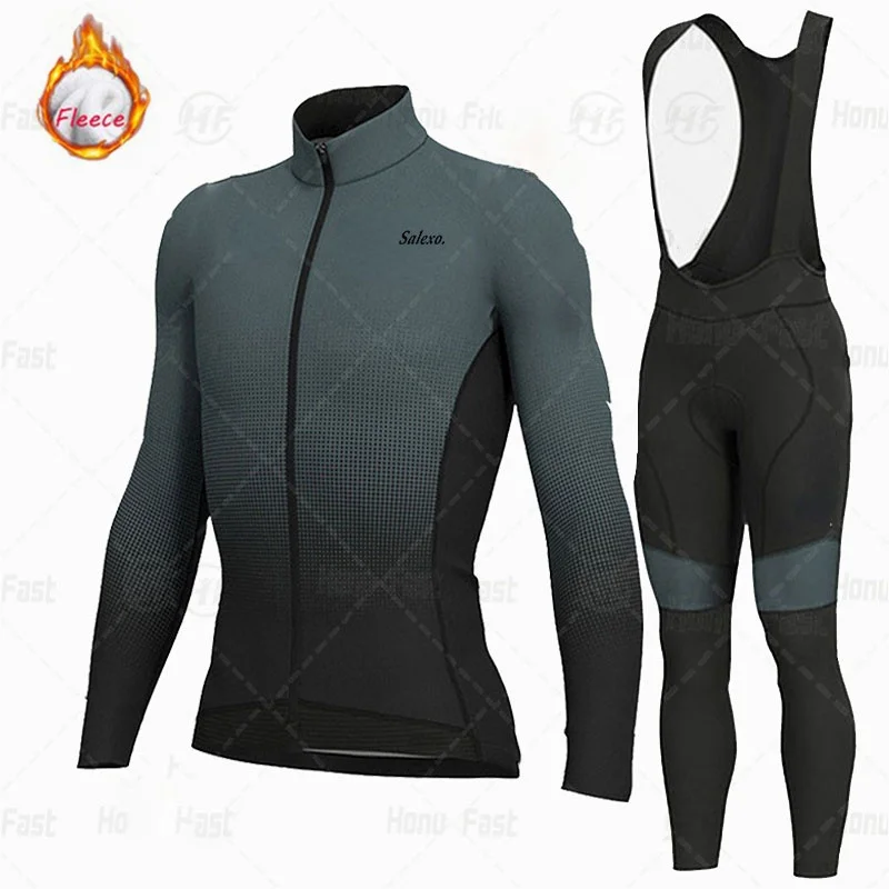 Winter Cycling Jacket Bike Jersey set Men Thermal Fleece Long Sleeve Cycling Clothing MTB Sportswear Bicycle Ride Uniform cycling jersey cycling shirt cycling suit cycling jersey set
