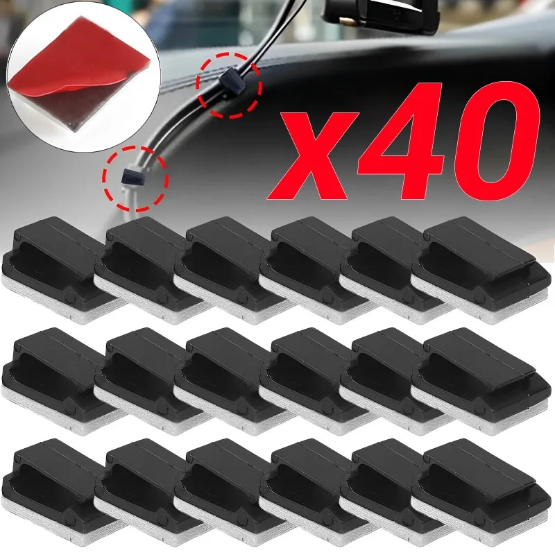 

40/10Pcs Self-adhesive Car Fixed Clip GPS Data Cable Light Cord Decorative Wire Fixing Organizer Wire Management Harness Clamp