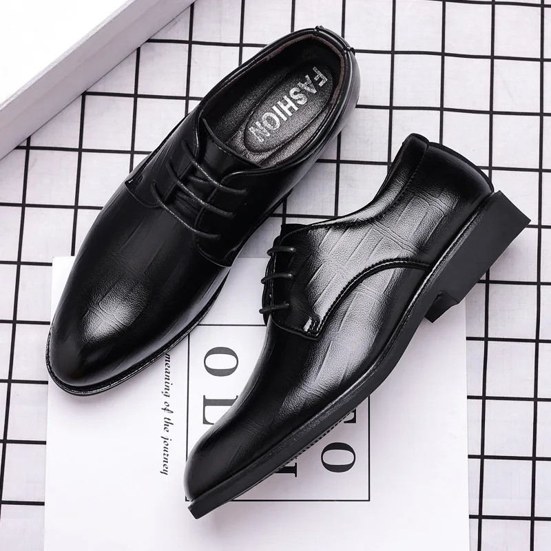 

Men Shoes Fashion Mature Man Pu Leather Lace-Up Shoes Casual Business Pointed Toe Loafers Solid Colors Working Shoes 2023