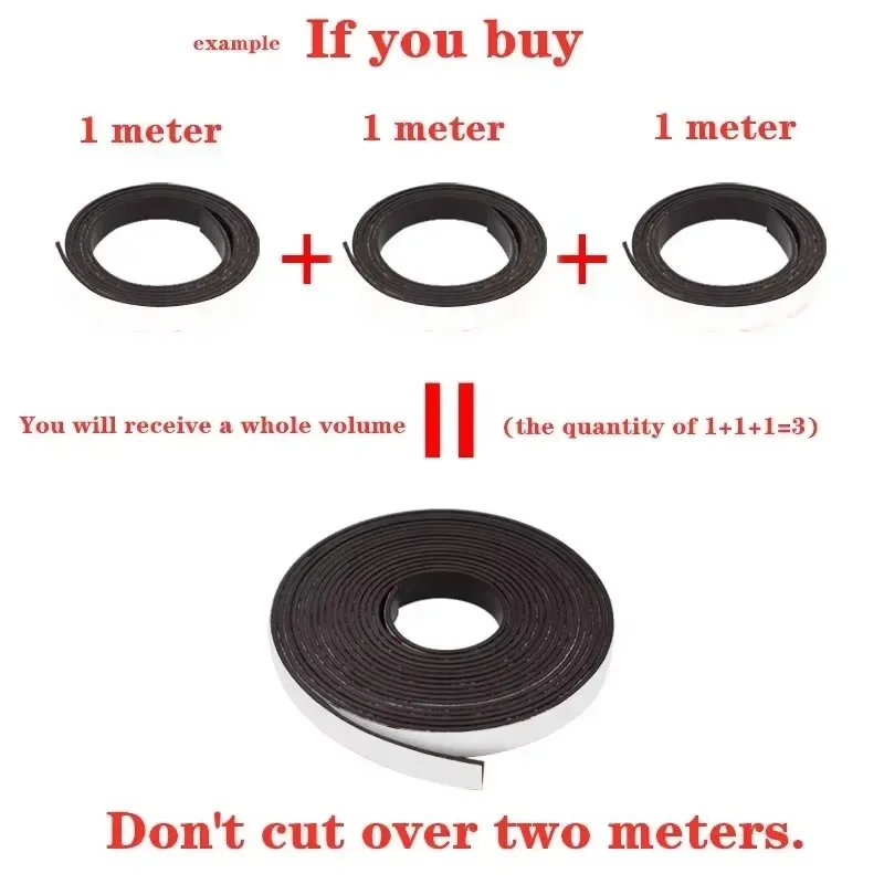Adhesive Magnetic Tape Self Adhesive Magnets Adhesive Magnetic Sheets Magnetic Strip 1Meter Self Adhesive Magnetic Tape Rubber Magnet Tape Strong Flexible Magnet Stripe for refrigerator