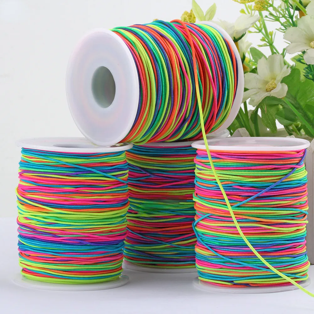 

Rainbow Elastic Band Tape Braid Bracelet String Round Elastic Rubber Stitching Sewing Cord Ribbon Rope 1mm