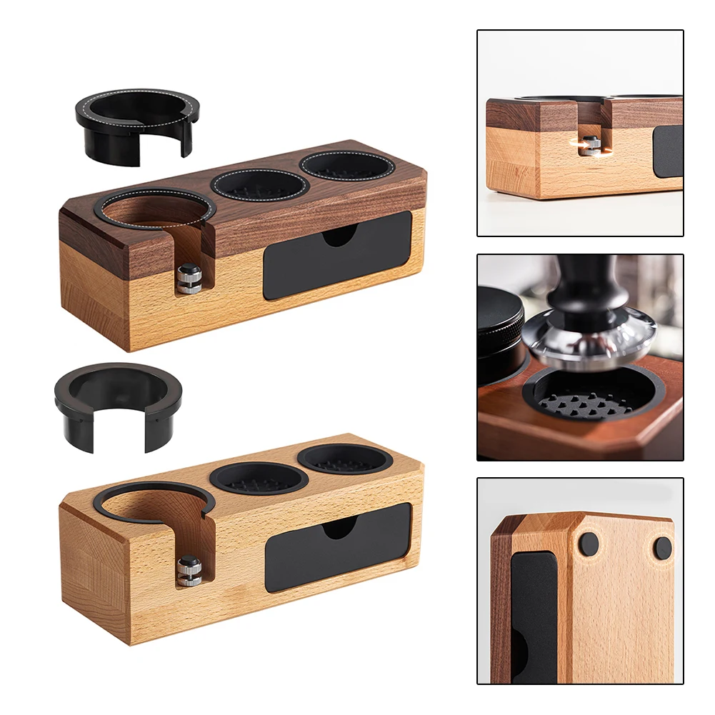 

1pc Coffee Tampering Station Wooden Stand Manual Portafilter Holder Espresso 7.5*10*25cm Kitchen Dining Bar Tools Parts