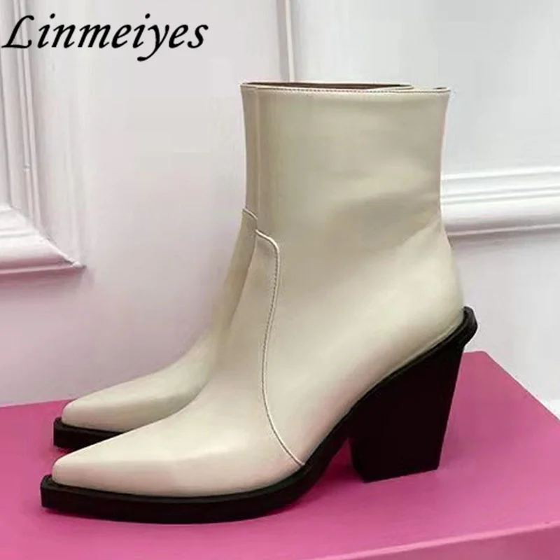 

Classic Genuine Leather Motorcycle Boots Women Cow Suede Ankles Boots Spring Autumn Shoes Lady Pointy Toe Western Boots Woman