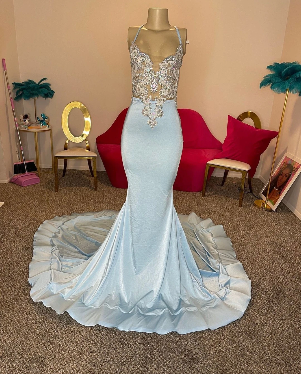 

Black Girl Prom Dresses 2024 Luxury Mermaid Halter Beaded Diamond Woman Formal Evening Party Gala Gowns